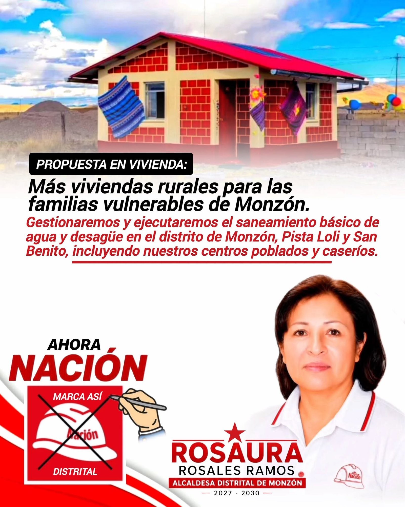 Gráfico de campaña sobre vivienda rural y saneamiento básico para Monzón